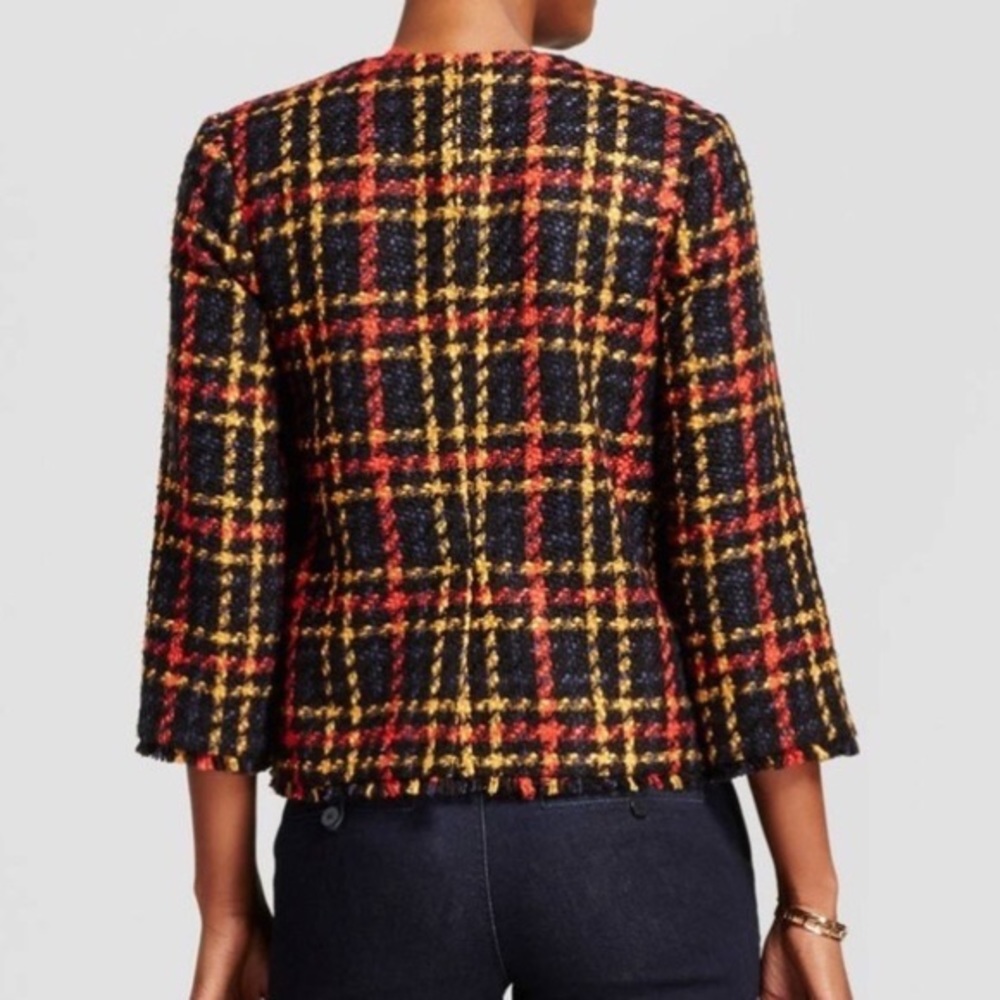 A New Day Plaid Navy Tweed Blazer EUC - Picture 2 of 8